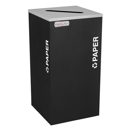 Ex-Cell Kaiser 24 gal Square Waste Receptacle, Black, Silver RC-KDSQ-P BLX